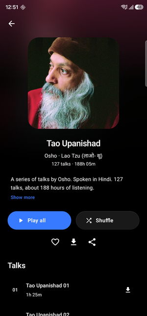 Osho discourse series with the full list of talks