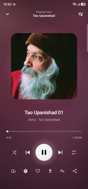 Now playing screen for an Osho discourse